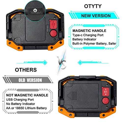 LED Work Light OTYTY Rechargeable Work Light Portable Flood Lights Magnetic LED Light for Outdoor Camping Hiking Emergency Car Repairing Job Site - Image 4