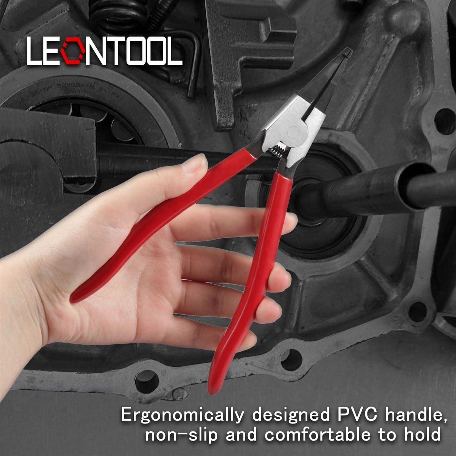 LEONTOOL 8-Inch Lock Ring Pliers Flat Snap Ring Pliers Special Circlip Pliers Reverse Pliers Angle Tip Retaining Ring Pliers Ring Opening Pliers - Image 3