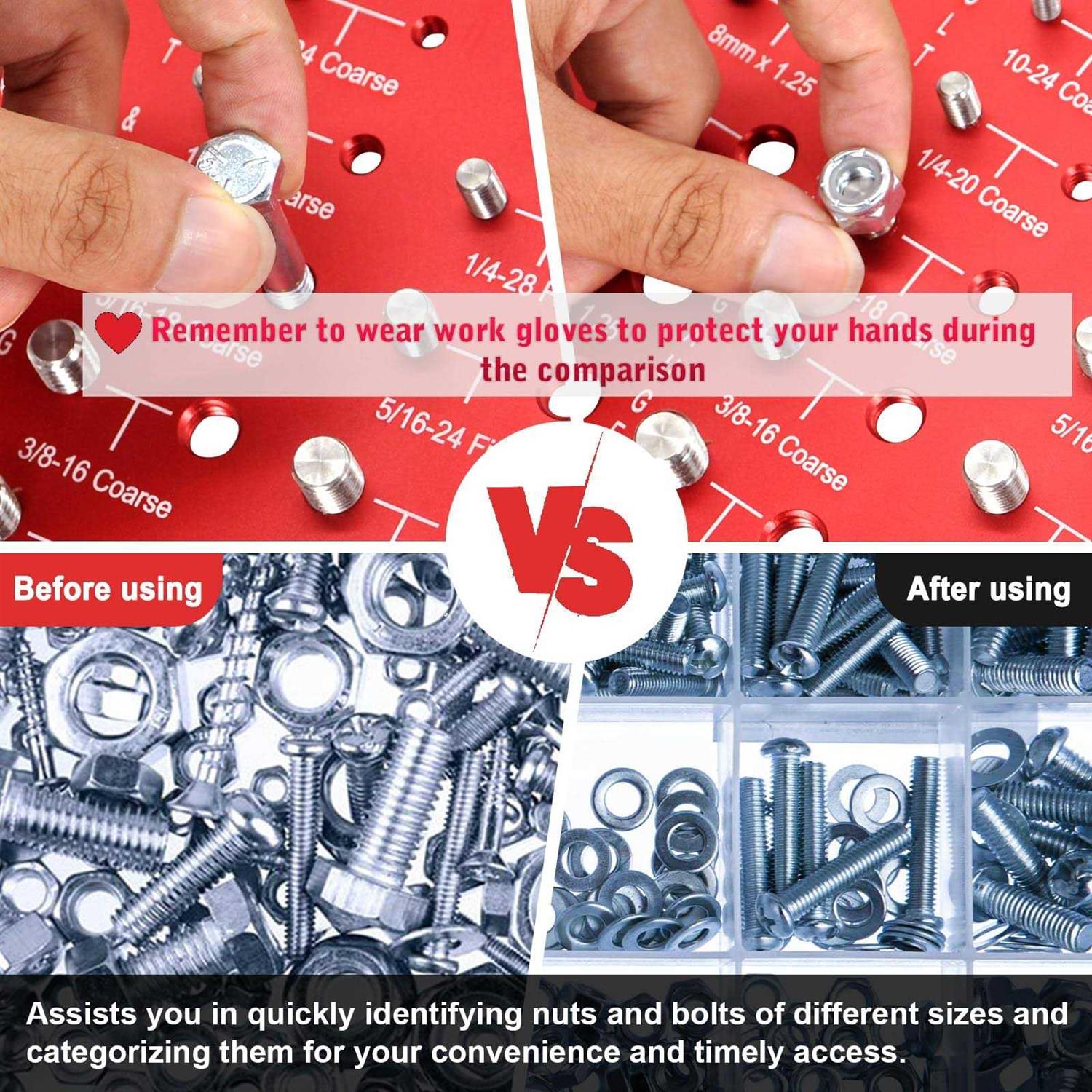 FODACEL Nut and Bolt Thread Checker, Thread Checker, Bolt Size and Thread Gauge Identifier, Standard Ruler with Inches and Centimeters On Both Sides - Image 3