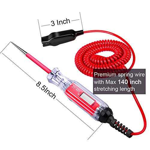 Jastind Heavy Duty 3-48V Backlit Digital LCD Circuit Tester Test Light with 140 Inch Extended Spring Wire - Image 4