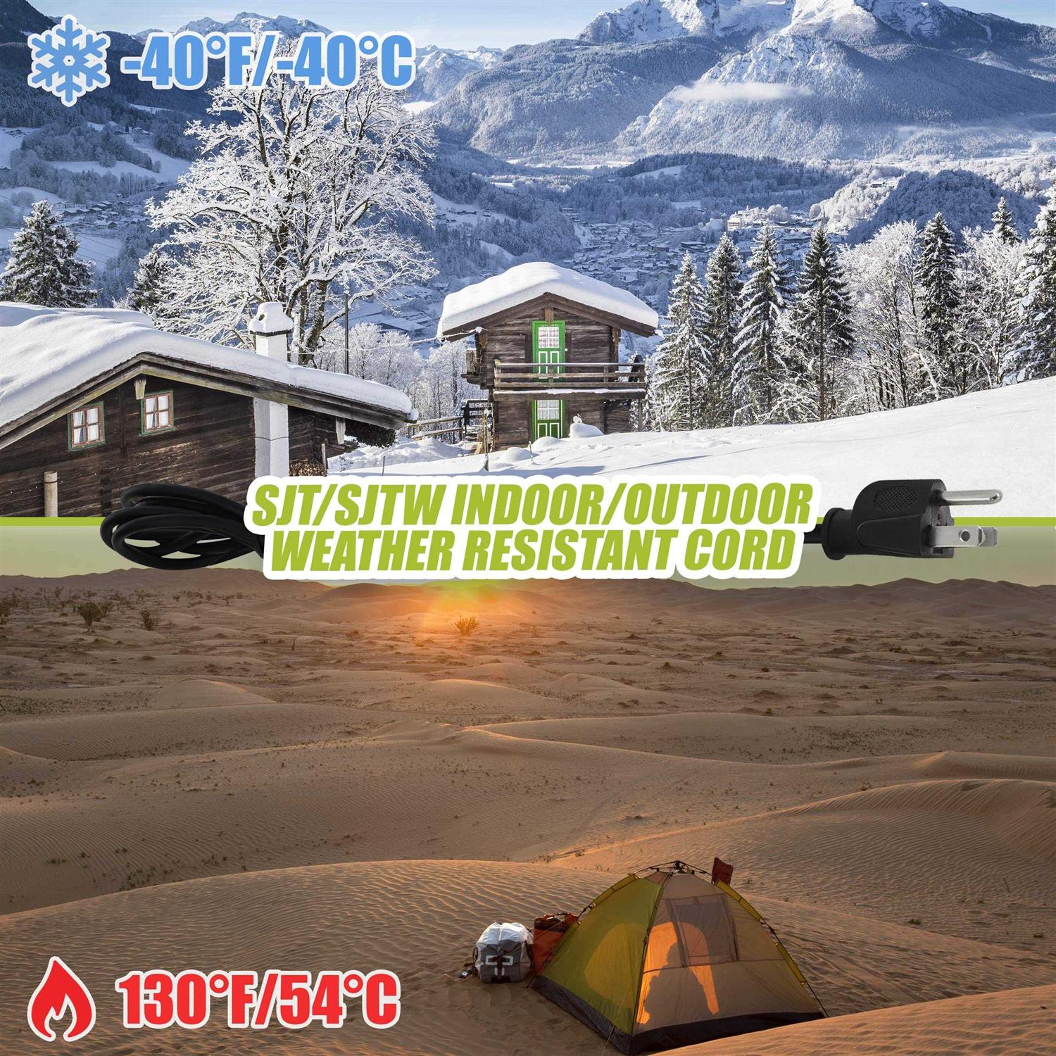 GearIT LED Work Light 1200 Lumen COB LED 16 Gauge SJTW Indoor/Outdoor NEMA 5-15R Extension Cord - Image 3