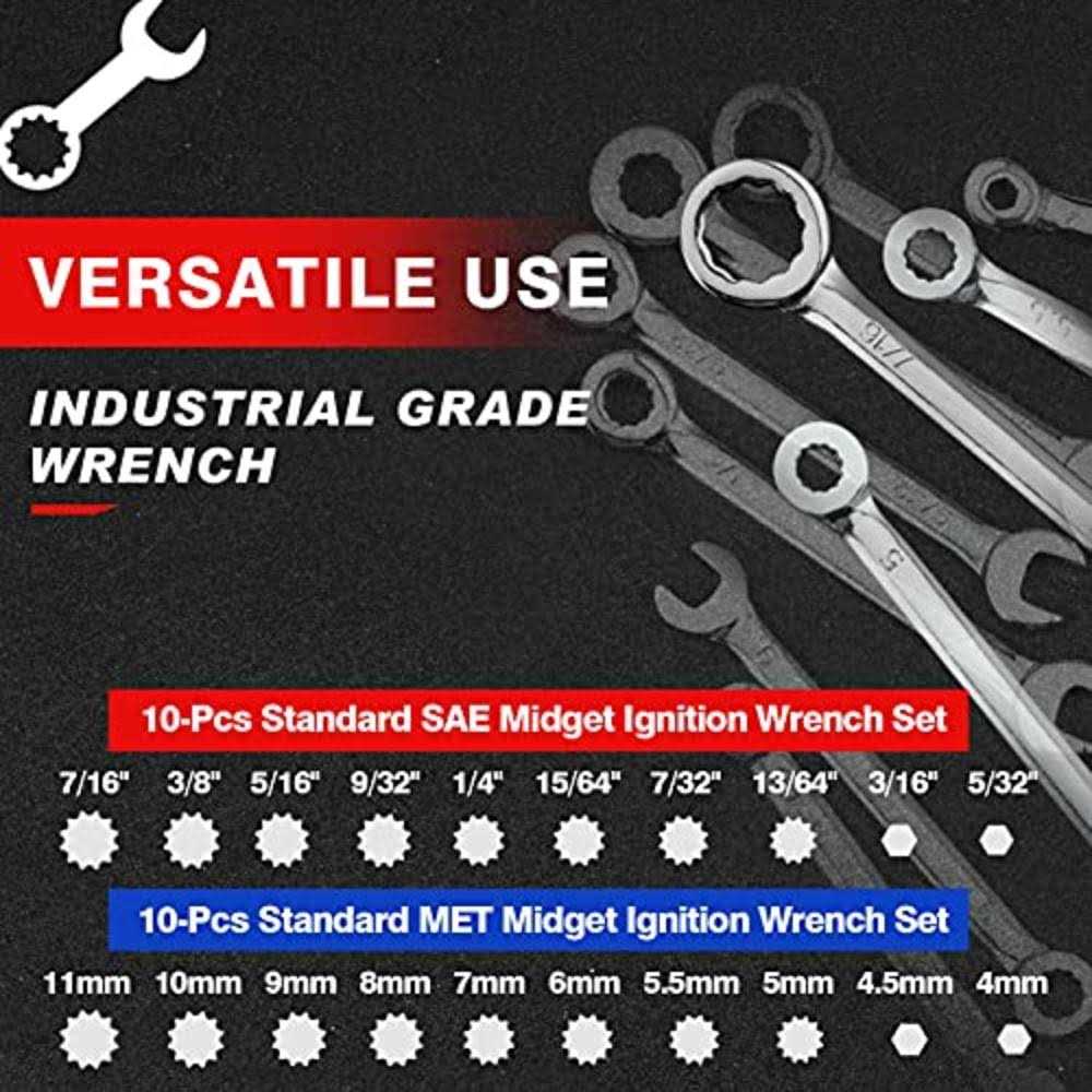 SPEEDWOX Mini Wrench Set Metric SAE Ignition Wrench Sets Open and Box End Wrench Set Small Wrench Set Combination Wrench Sets with Storage Pouches - Image 5