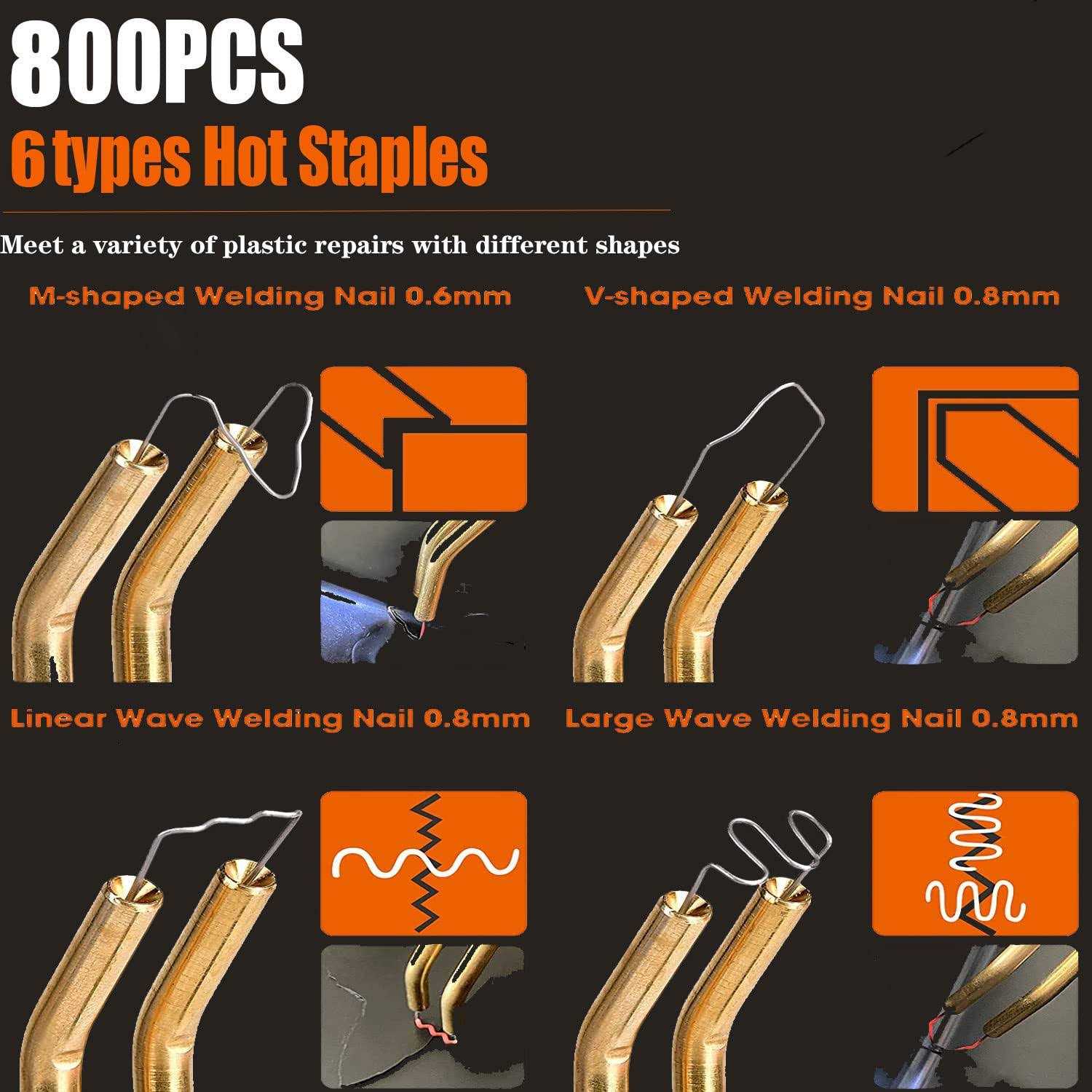 Miotorio 50w Plastic Welding Machine Car Bumper Repair Kit,6Types 800 Staples Plastic Welding Kit Car Bumper Repair Kit Plastic Welding Repair Flat - Image 5