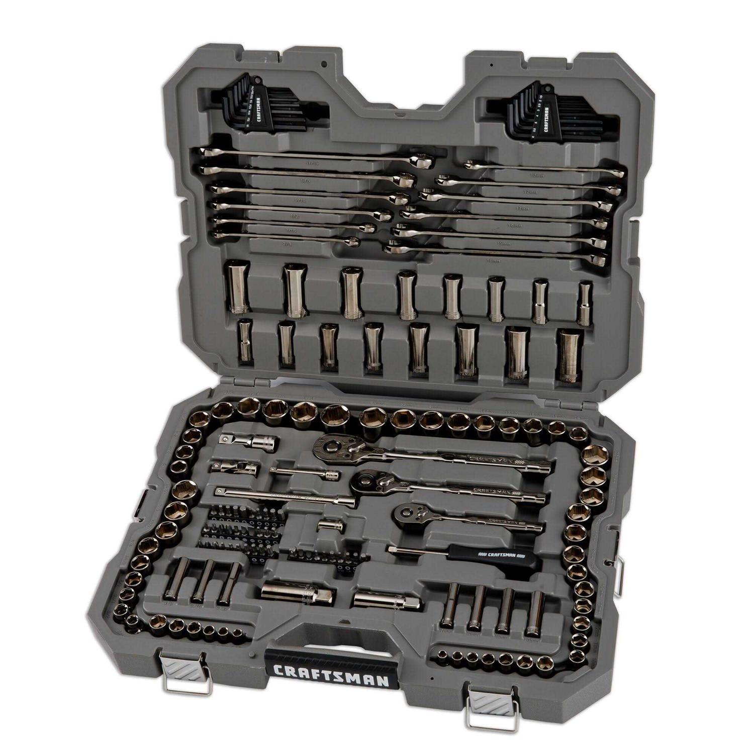 Craftsman OVERDRIVE 154-Piece Standard and Metric Gunmetal Chrome Mechanics Tool Set with Hard Case - Image 4