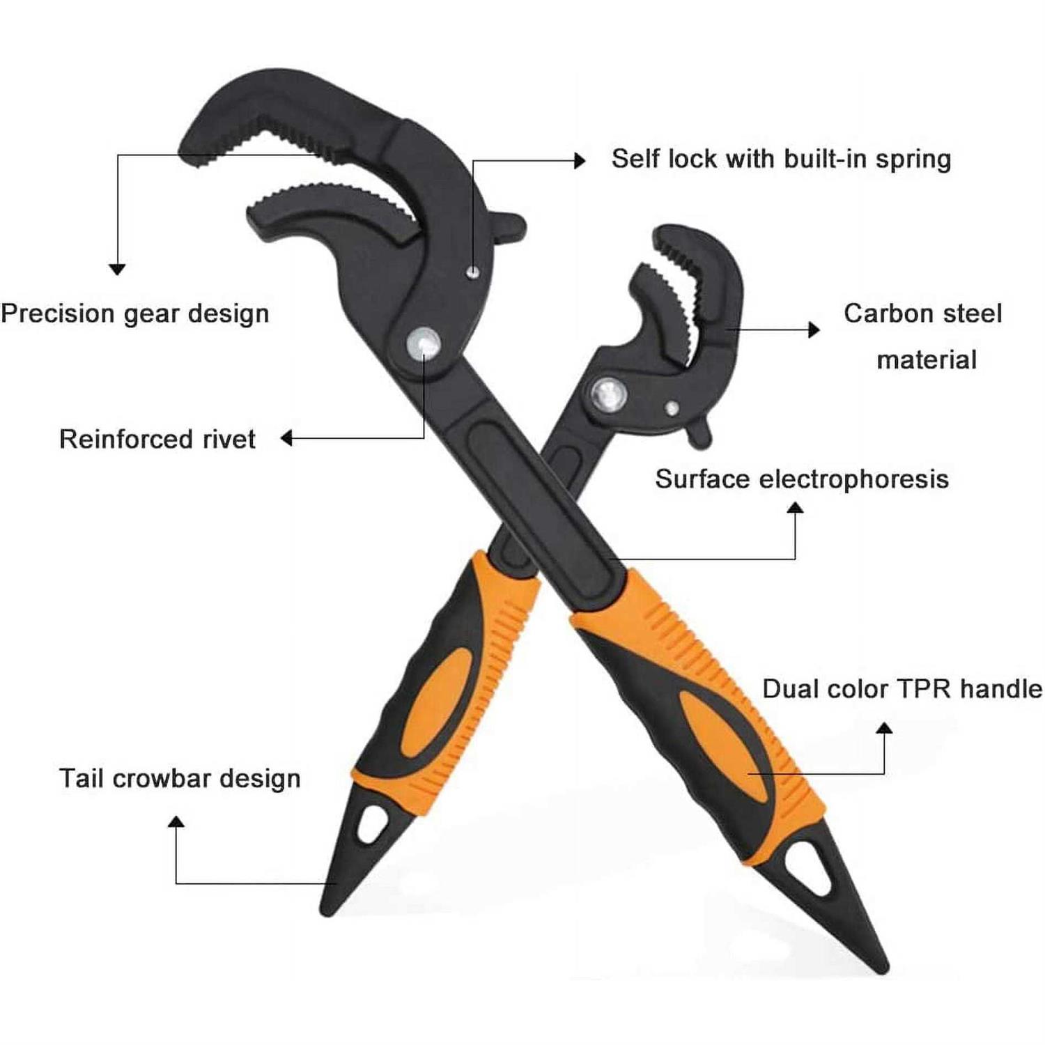 LEJOSTOL Multi-function Magic Wrench Universal Adjustable Wrenches 1045 Steel, Pipe Wrench Set 10.5 and 15-Inch,2-Piece - Image 4
