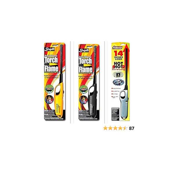Calico & Scripto 3 Pack 2 Pack Scripto Multi Purpose Wind Resistant Lighter + 1 Pack Calico Hot Shot 2 Xtra Long Camping Grilling Home - Image 3