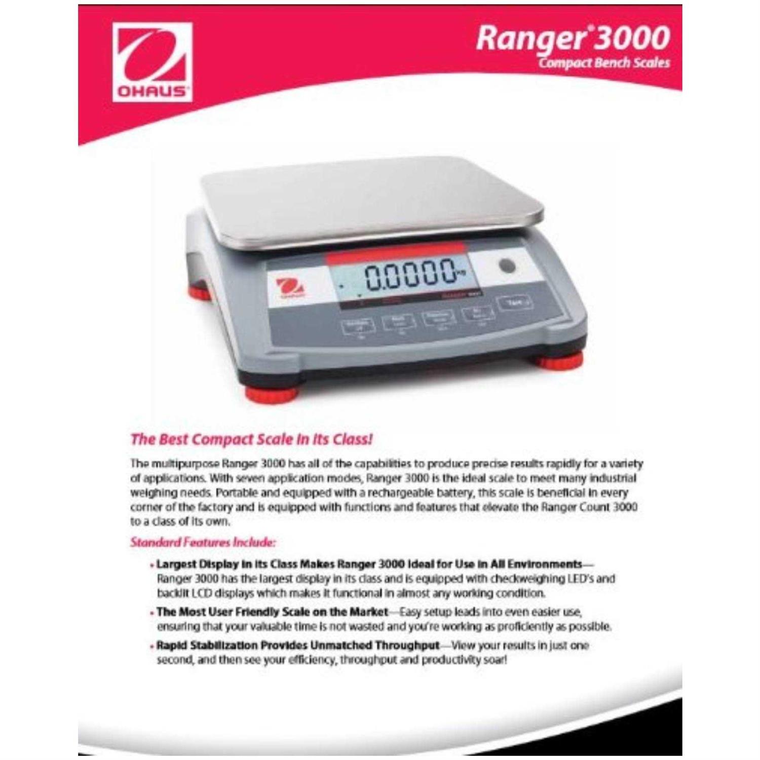 Ohaus R31P30 Ranger 3000 Compact Bench Scale - Image 3