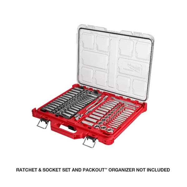 Milwaukee 1/4 in. and 3/8 in. Drive Ratchet/Socket Trays w/1/4 in. Drive SAE/Metric Ratchet/Socket Mechanics Tool Set - Image 4