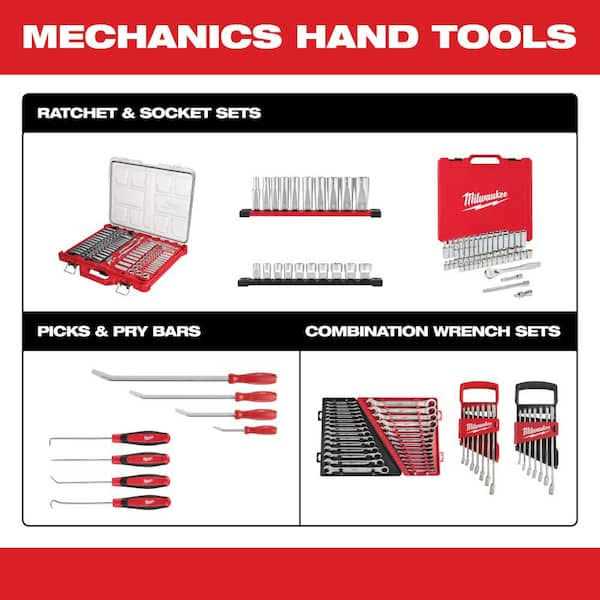 Milwaukee 1/4 in. and 3/8 in. Drive Ratchet/Socket Trays w/1/4 in. Drive SAE/Metric Ratchet/Socket Mechanics Tool Set - Image 5