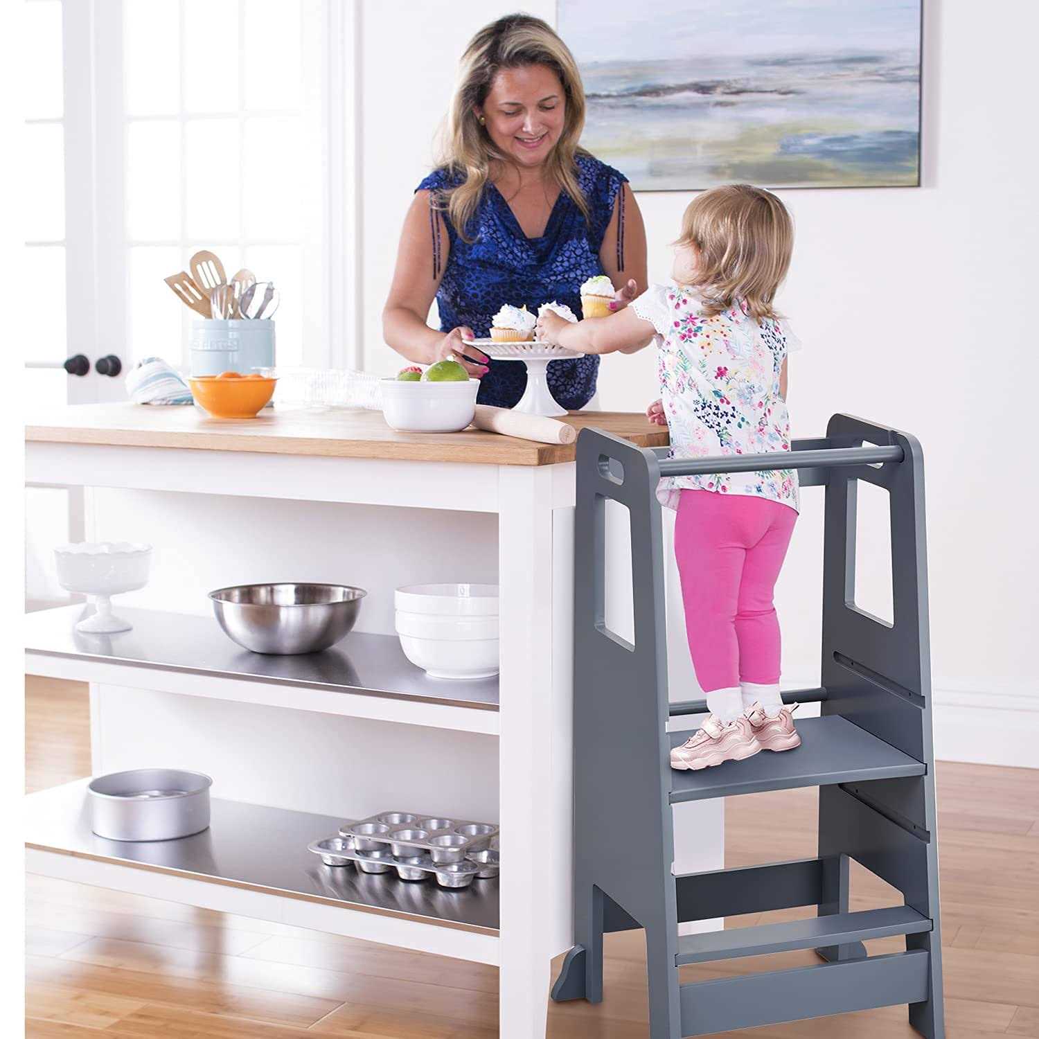 homye Kid's Wooden Kitchen Step Stool - Image 5