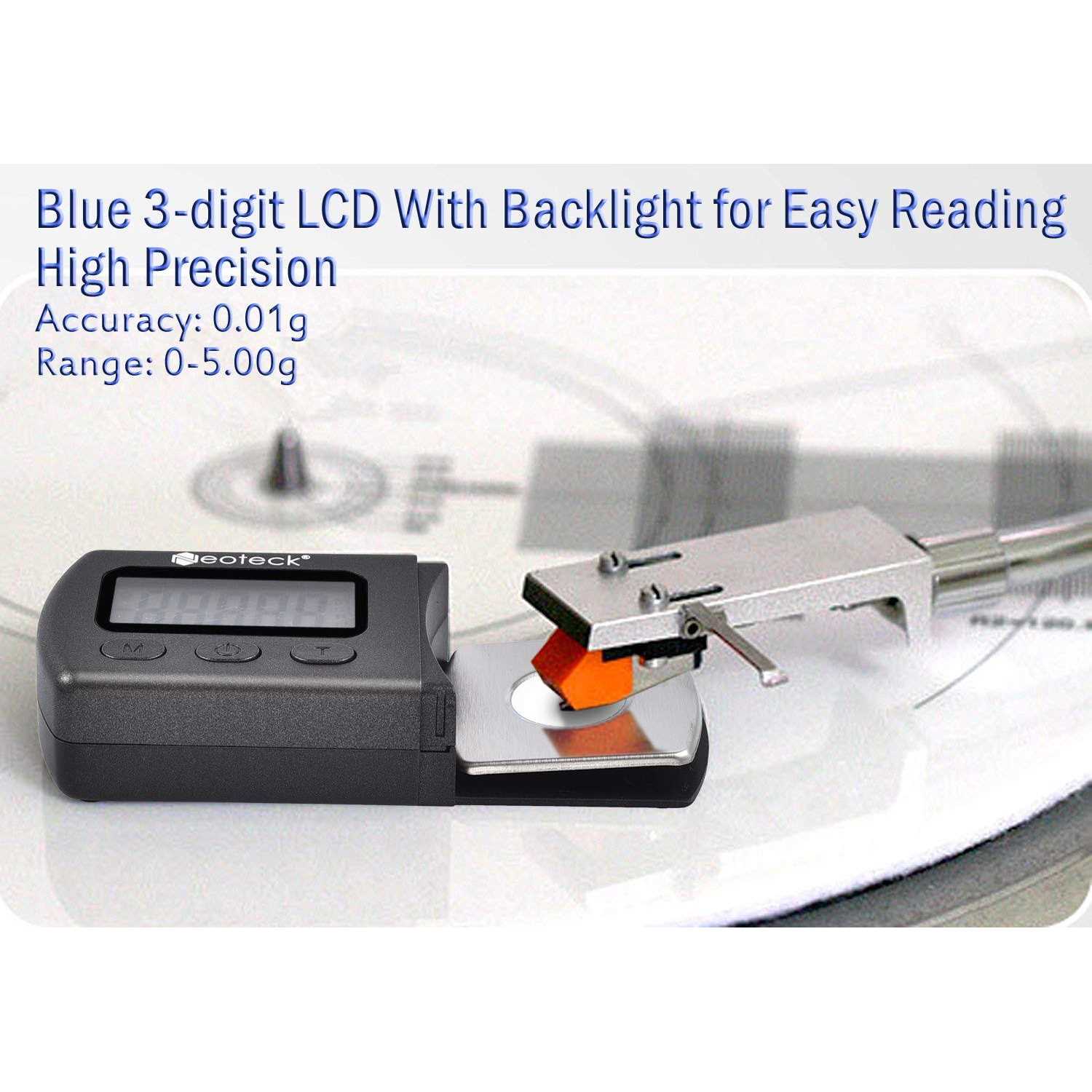 Neoteck Digital Turntable Stylus Force Scale Gauge 0.01g/5.00g Blue LCD Backlight for Tonearm Phono Cartridge - Image 5