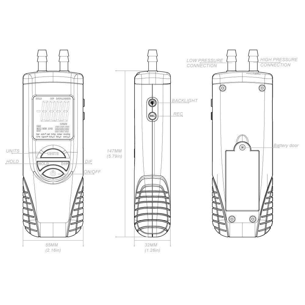 Hti-Xintai Digital Manometer Dual Port Air Pressure Meter Pressure Gauge HVAC Gas Tester - Image 5
