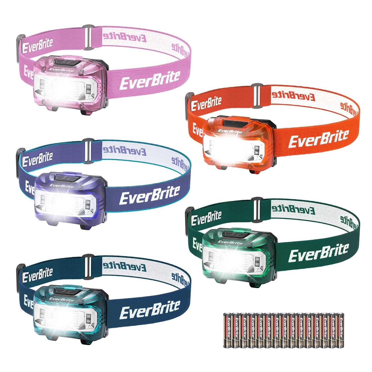 EverBrite Headlamp, 2 Pack Kids Headlamp with Red Light and Memory Function, Head Lamp for Adults and Kids with 5 Modes