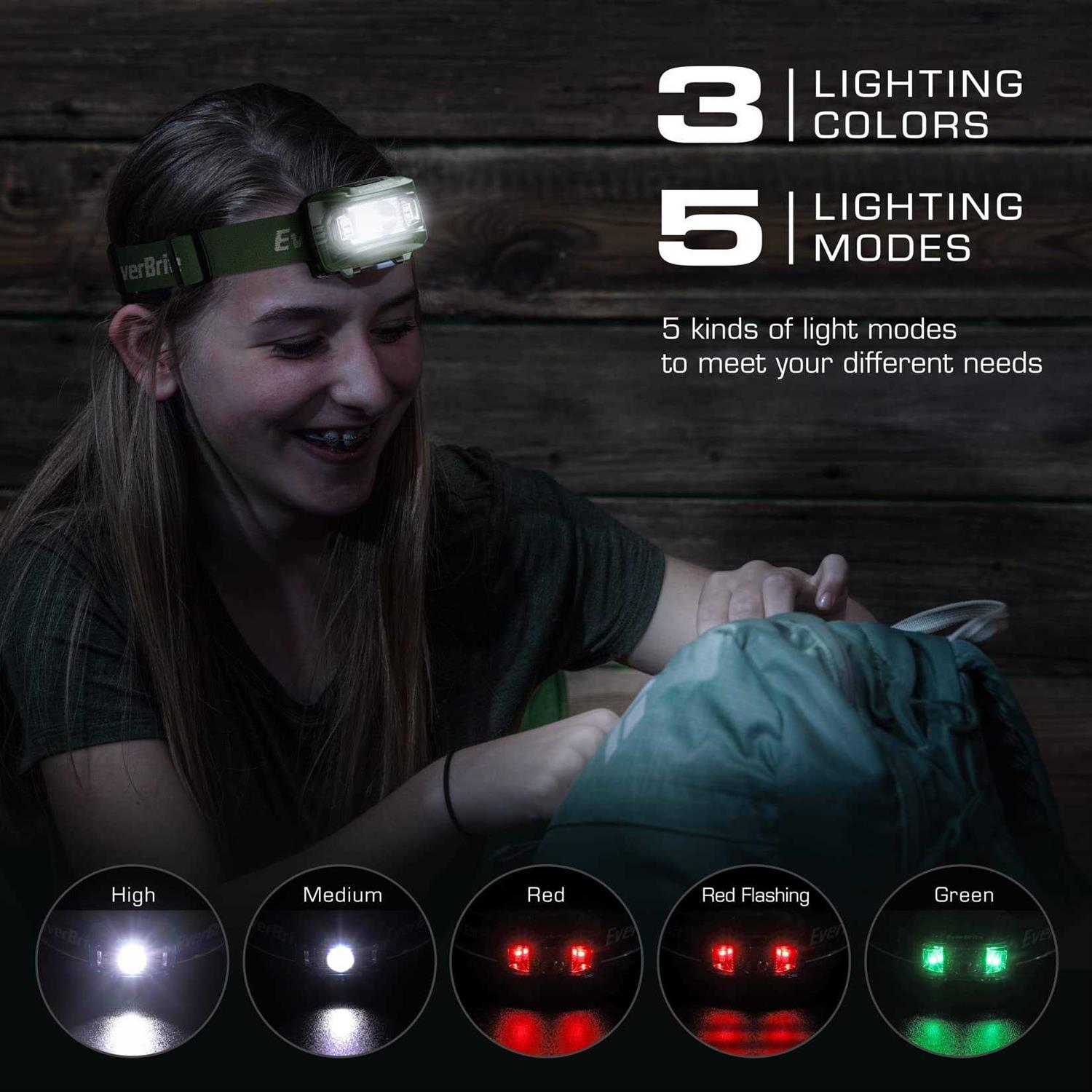EverBrite Headlamp, 2 Pack Kids Headlamp with Red Light and Memory Function, Head Lamp for Adults and Kids with 5 Modes - Image 2