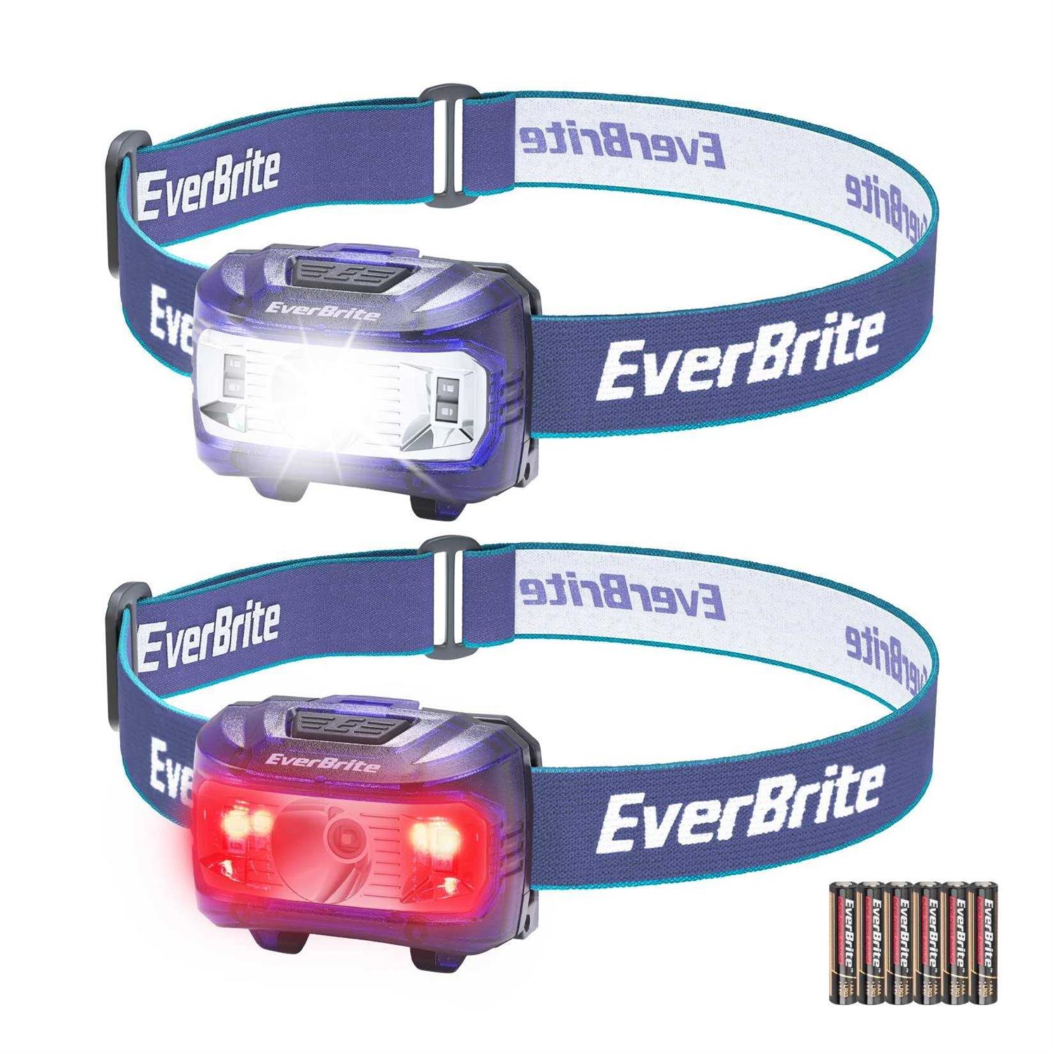 EverBrite Headlamp, 2 Pack Kids Headlamp with Red Light and Memory Function, Head Lamp for Adults and Kids with 5 Modes