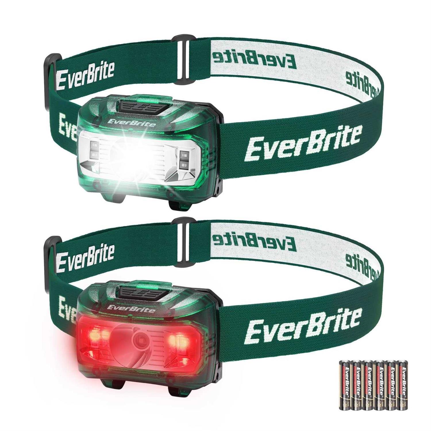 EverBrite Headlamp, 2 Pack Kids Headlamp with Red Light and Memory Function, Head Lamp for Adults and Kids with 5 Modes