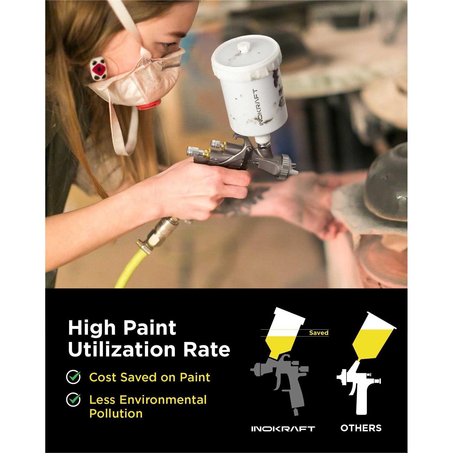 InoKraft D1-LVLP Spray Gun Premium Kit for Cars & House DIY Painting - Image 4