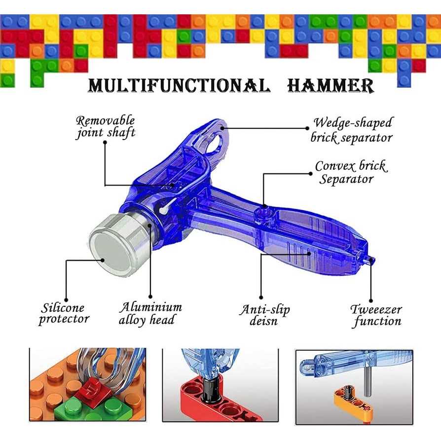 SIOYTOER Building Blocks Tool Kit Brick Separator Tools Compatible with Lego &Technic Mini Blocks Tool Set Multi-Functional Hammer Pliers Tweezers - Image 5
