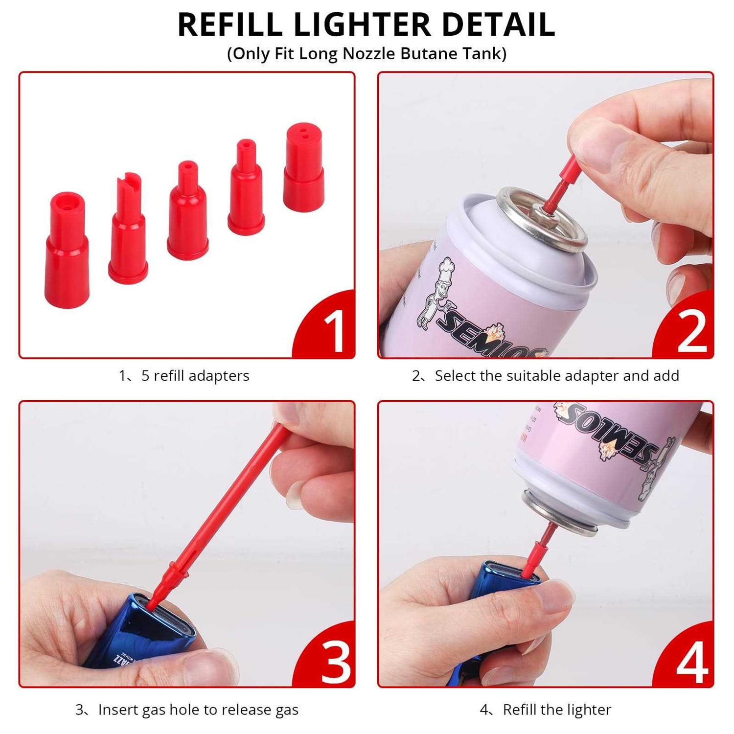 Semlos Butane Refill Adapter Sets Butane Adapter Tips, Compatible with Various Lighters and Butane Torches - Image 3
