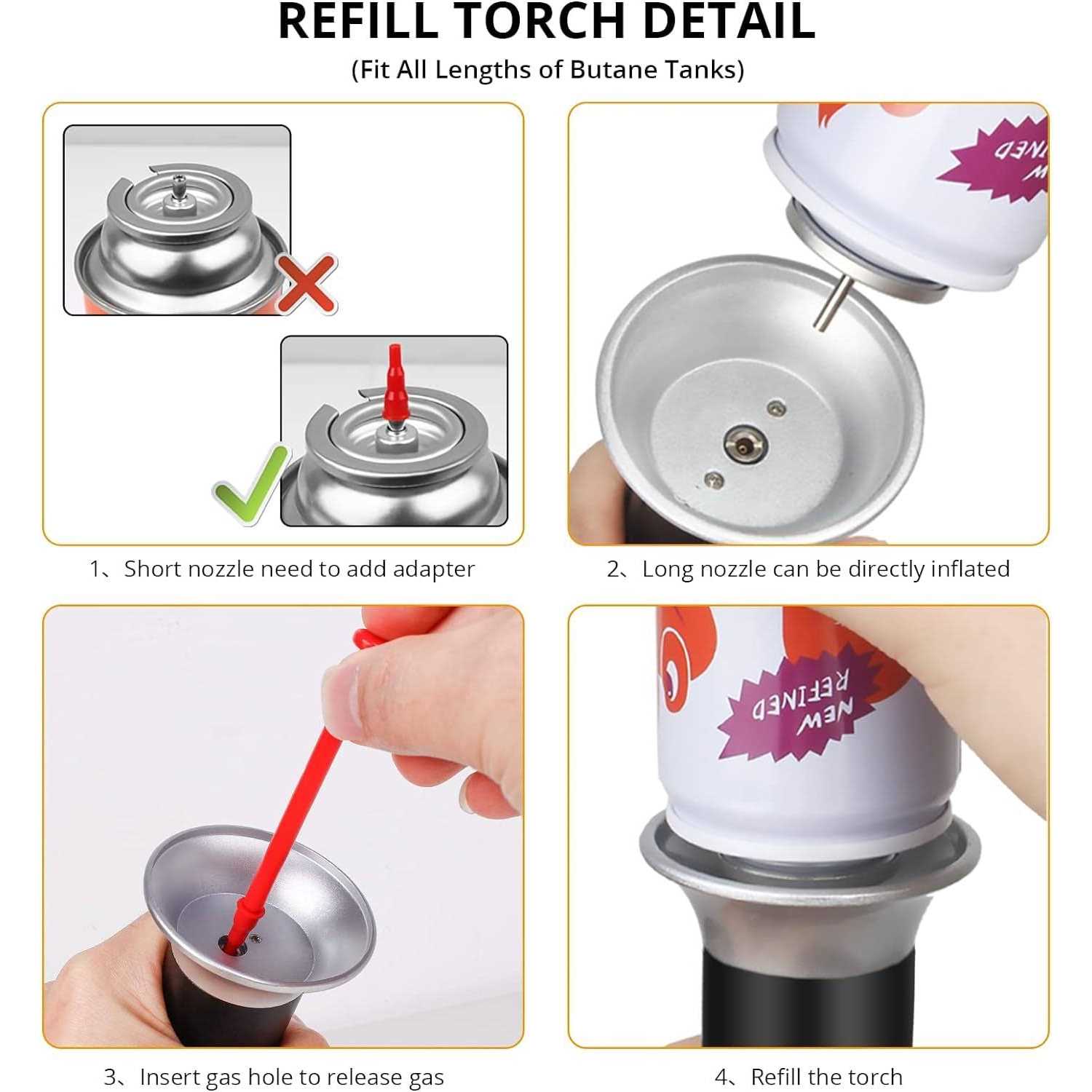 Semlos Butane Refill Adapter Sets Butane Adapter Tips, Compatible with Various Lighters and Butane Torches - Image 4