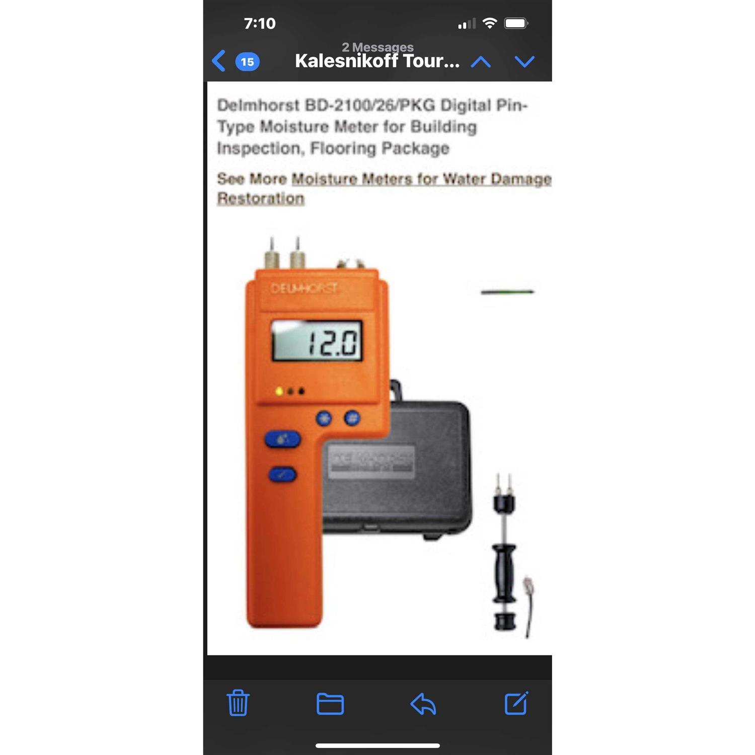Delmhorst BD-2100 6% to 40% Digital Pin Wood and Sheetrock Moisture Meter BD-2100W/CS - Image 3