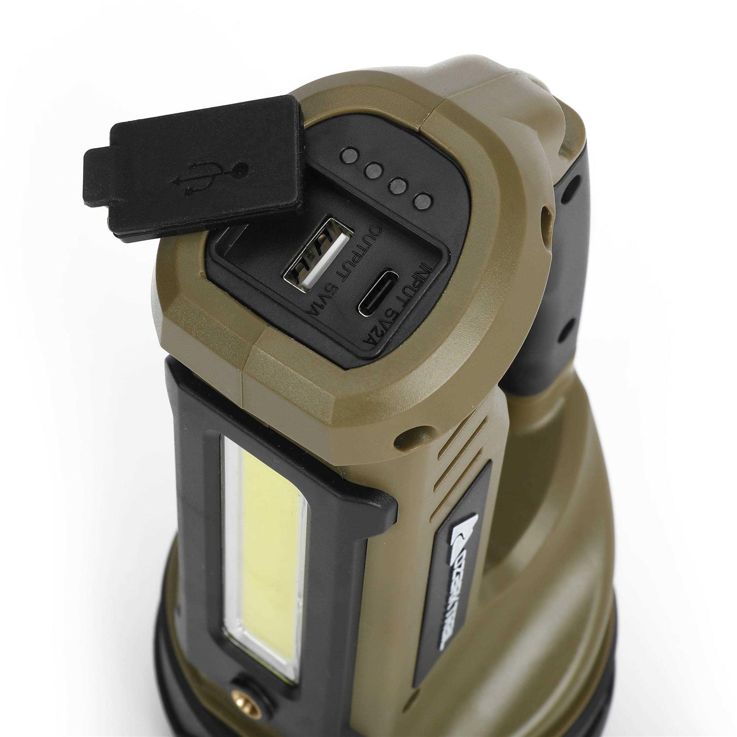 Ozark Trail 2000 Lumen Dual Source LED Rechargeable Spotlight with 5000 mAh Power Bank - Image 4