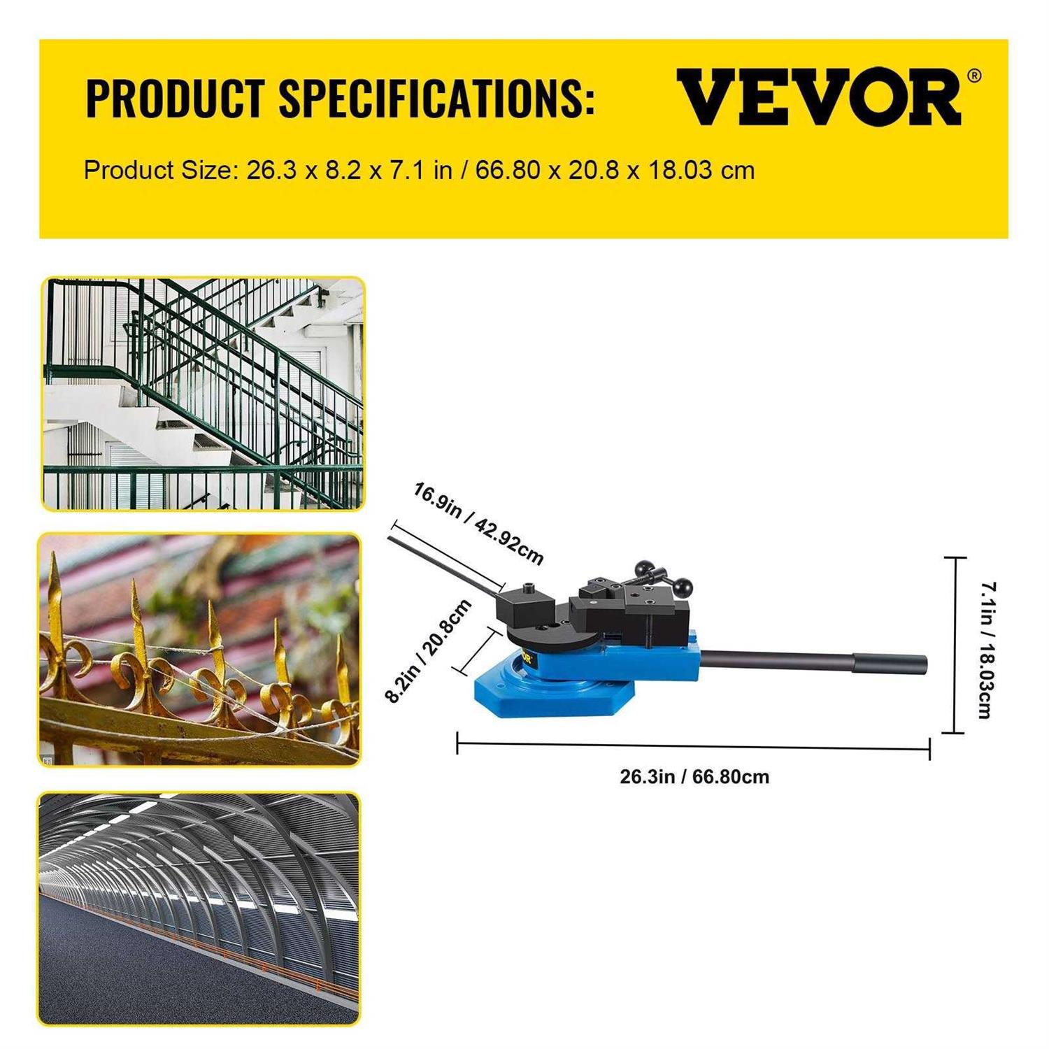 VEVOR SBG-40 Metal Scroll Bender High-Hardened Steel Scroll Bender Combination of Scroll Radius and Angle Bending Universal Metal Rod Bender - Image 3