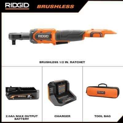 Ridgid 18V Brushless Cordless Ratchet Kit with 2.0 Ah Battery and Charger - Image 5