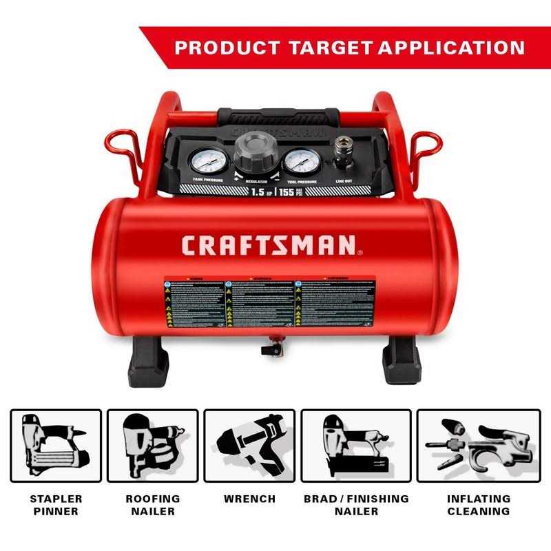 Craftsman 3 gal Horizontal Portable Air Compressor 155 psi 1.5 HP - Image 4