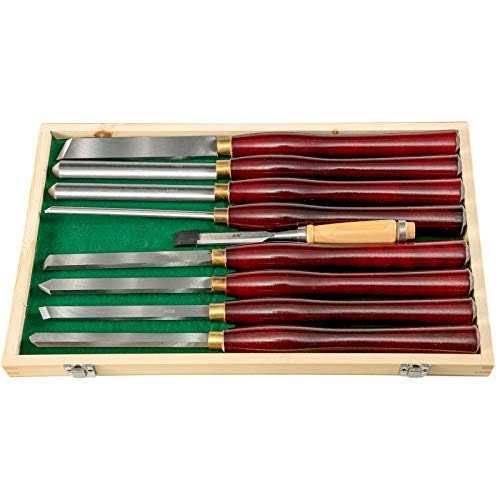Mophorn Woodworking Lathe Chisel Set 8 Piece Set Lathe Chisel HSS Steel Blades Wood Turning Tools Wooden Case for Storage for Wood Carving Root - Image 5