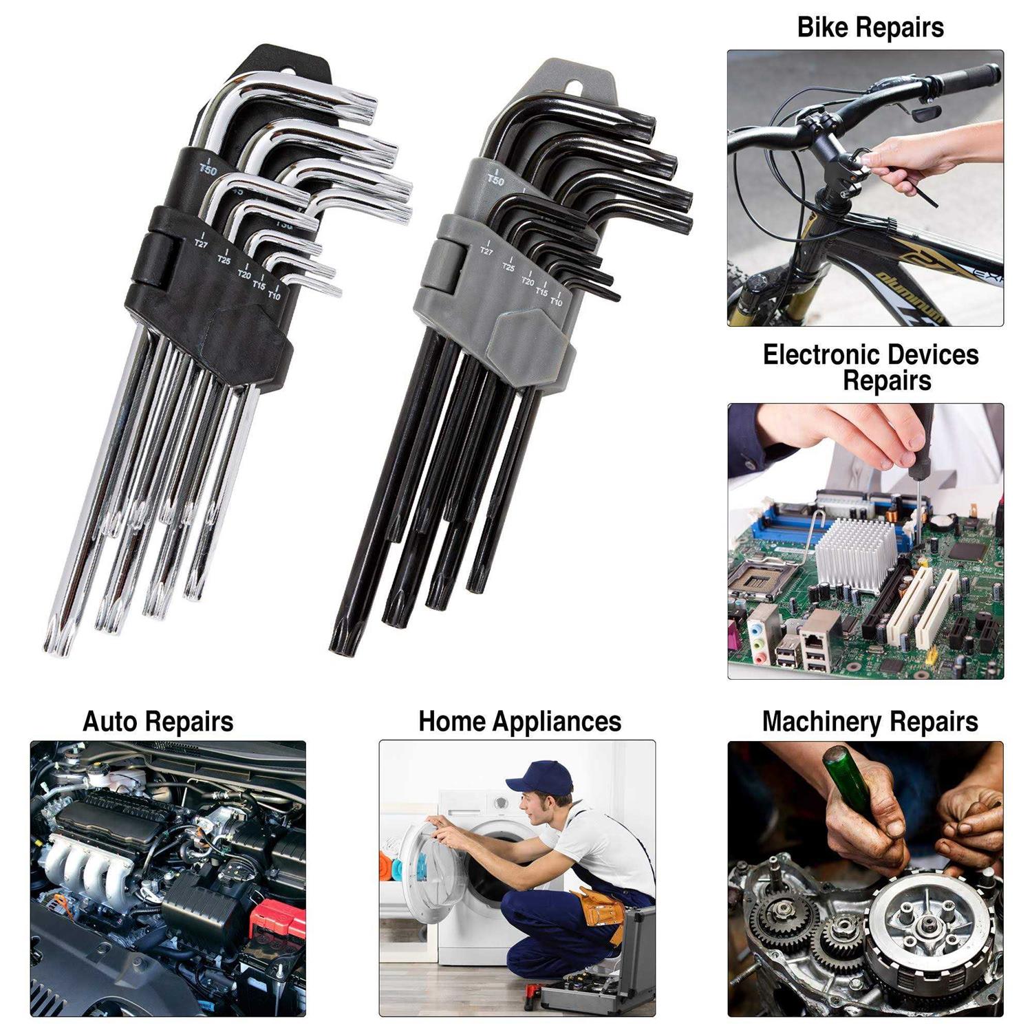 Owl Tools Torx Wrench and Security Bit Wrench Set 9 Standard Torx Star Wrenches and 9 Security Tamper Proof Torx W - Image 2