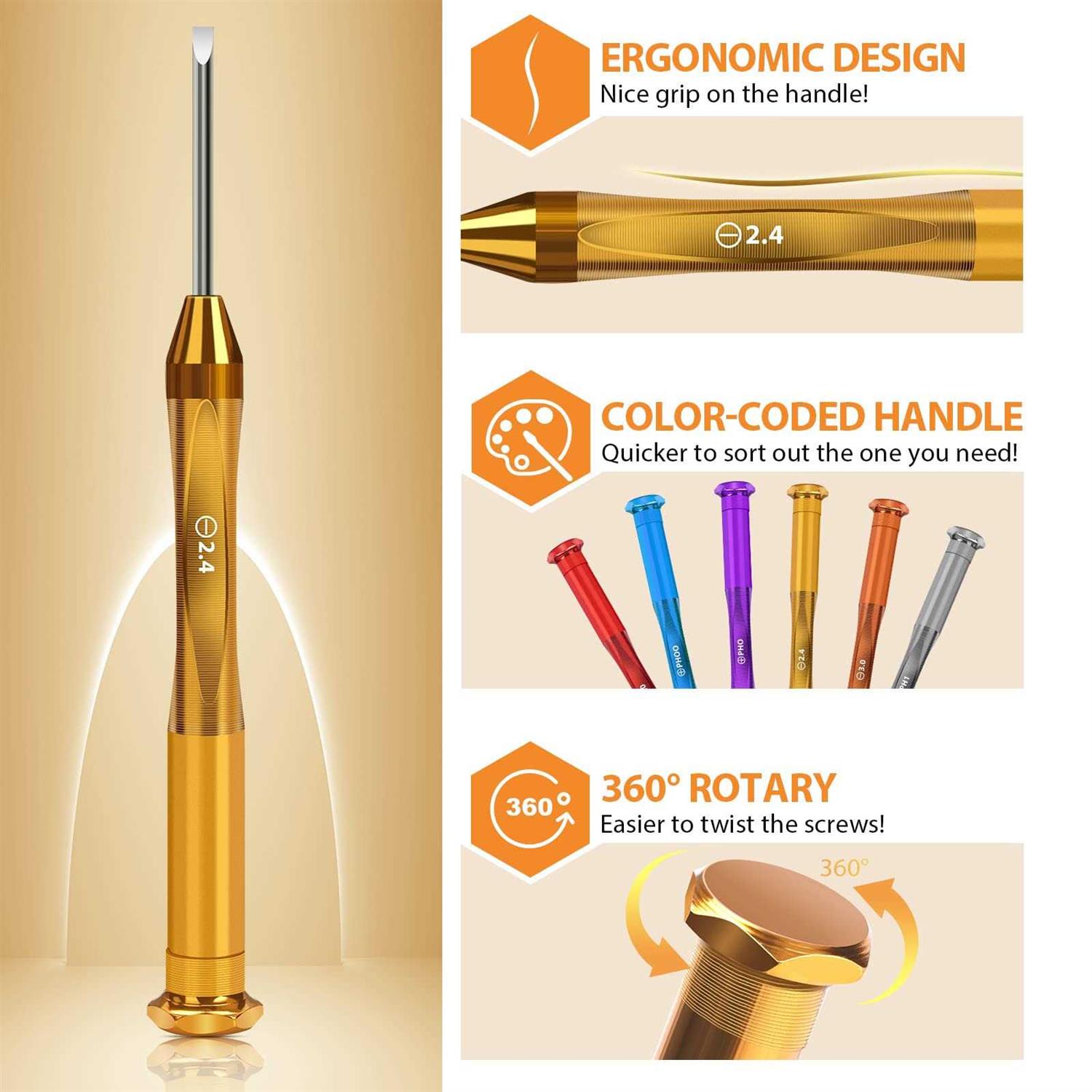 HELEMAN 6PC Magnetic Small Screwdriver Set Flathead and Phillips Micro Head Mini Screwdriver Set Precision CRV Eyeglasses Watches Elec - Image 5