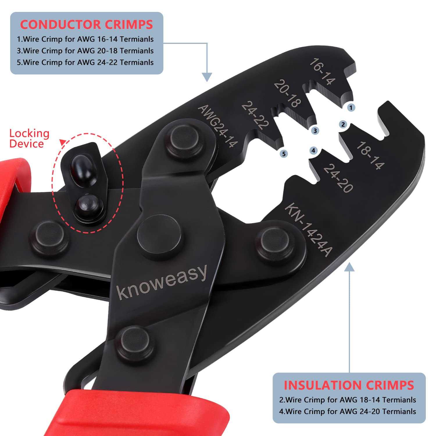 Knoweasy JST Crimper and Molex Crimper Compatible with Deutsch DT Series Stamped or Formed Contact,Molex - Image 3