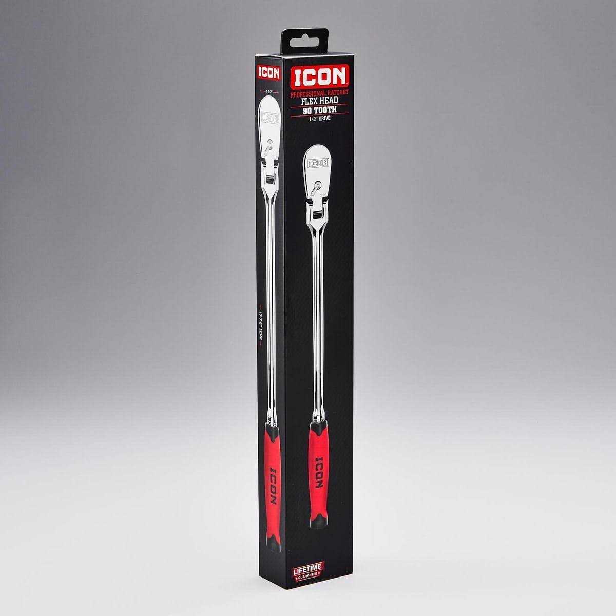 Icon 1/2 in. Drive Professional Long-Reach Flex-Head Ratchet with Comfort Grip - Image 3