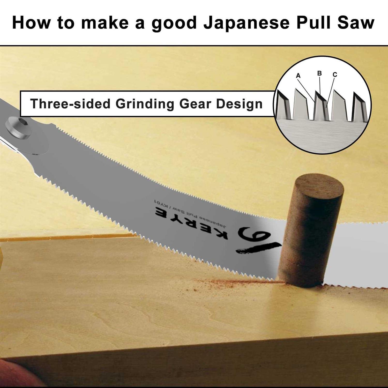 KERYE Japanese Pull Saw 9.5 Inch, Hand Saw with Double Edges of 10/17 TPI and Replaceable Blade, Ryoba Flush Cut Saw, Sharp and Light Woodworking - Image 4