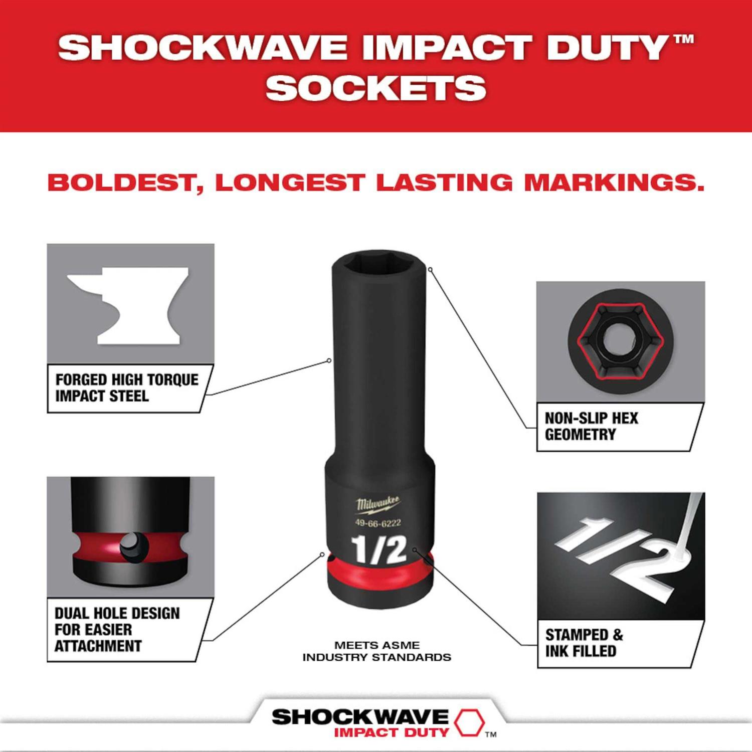 Milwaukee Shockwave Impact Duty Drive 6 Point Deep Socket - Image 3