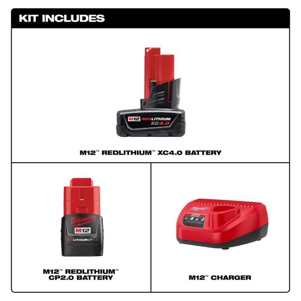 Milwaukee M12 12-Volt Lithium-Ion 4.0 Ah and 2.0 Ah Battery Packs and Charger Starter Kit - Image 3