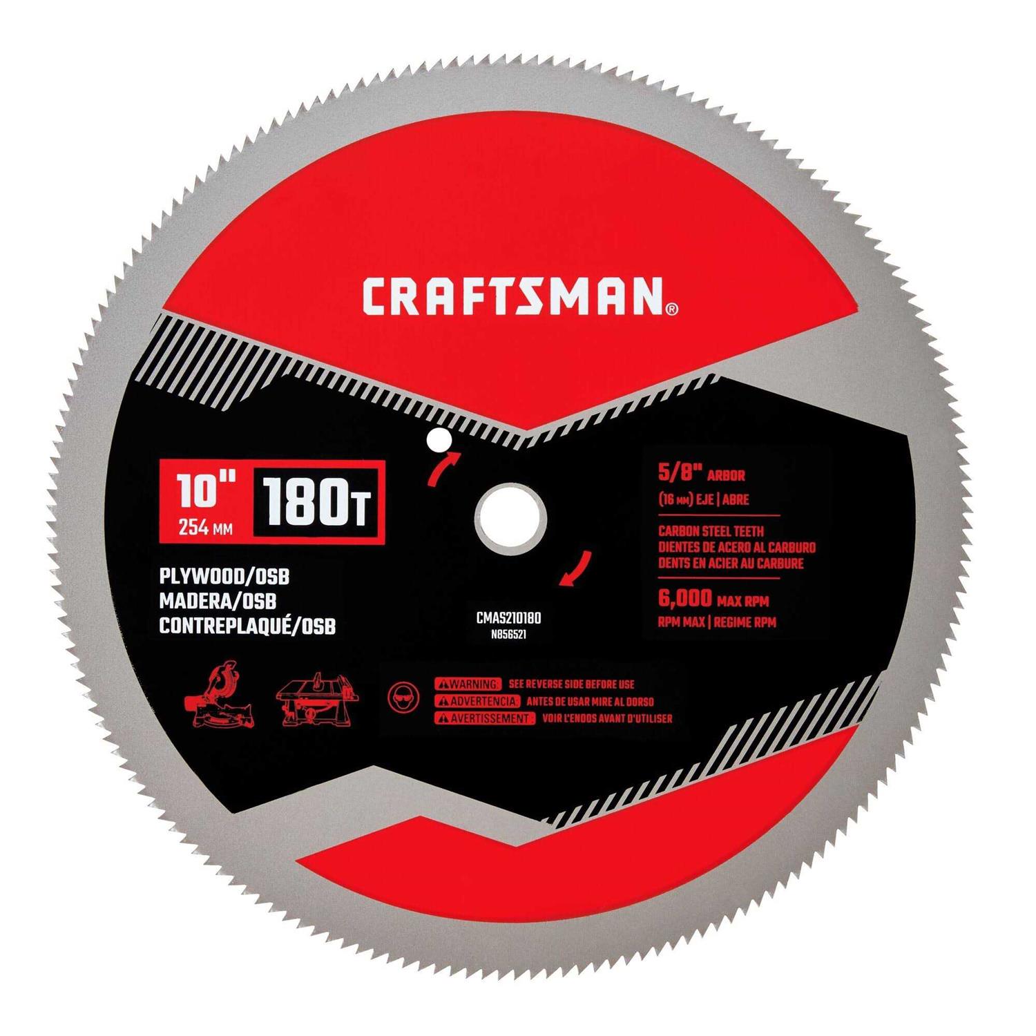 Craftsman 10 in. D X 5/8 in. Steel Circular Saw Blade 180 teeth 1 pc