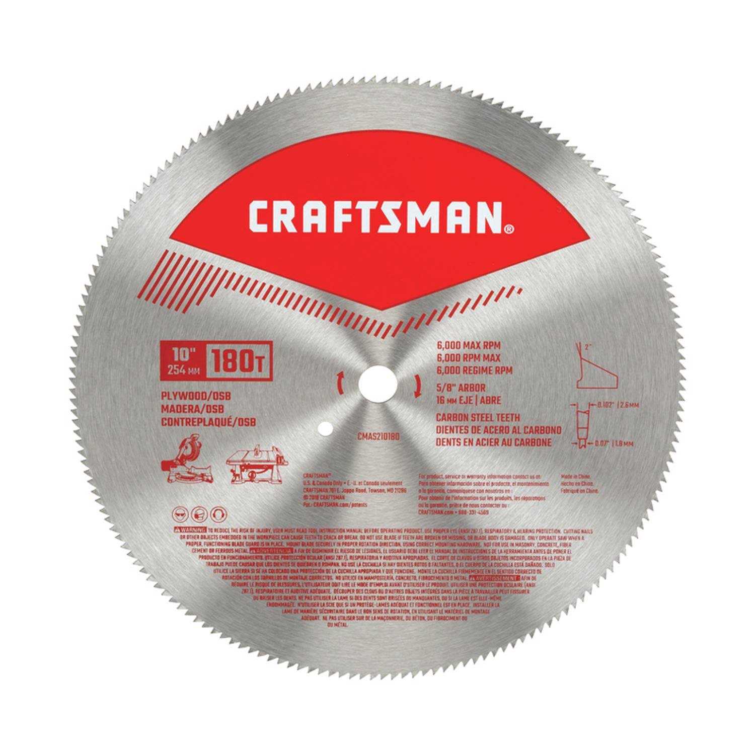 Craftsman 10 in. D X 5/8 in. Steel Circular Saw Blade 180 teeth 1 pc - Image 4