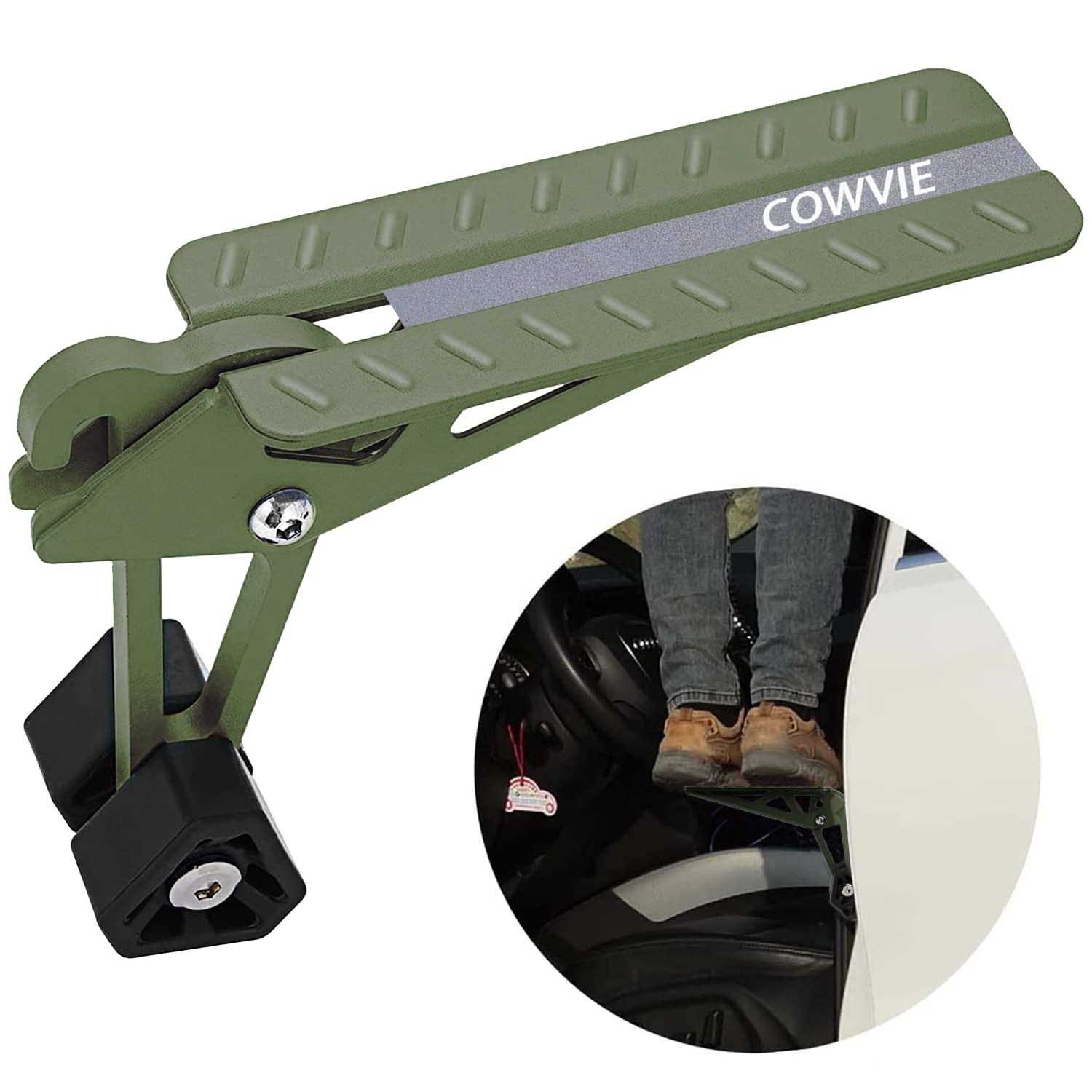 COWVIE Foldable Car Door Step Stand Pedal Access to Vehicle's Top Roof Both Feet Stand Pedal Ladder for Most SUV Truck