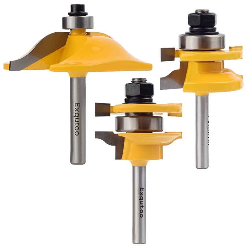 Exqutoo 3PCS 1/4 Inch Shank Router Bit Set,Raised Panel Cabinet Door Making Router Bits - Image 3