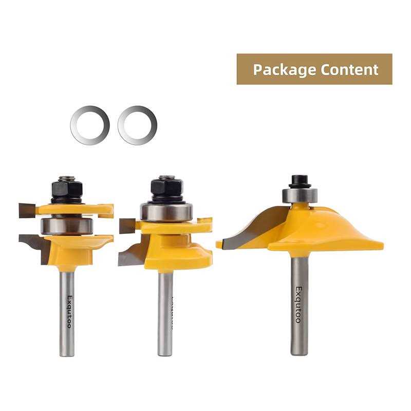 Exqutoo 3PCS 1/4 Inch Shank Router Bit Set,Raised Panel Cabinet Door Making Router Bits - Image 5