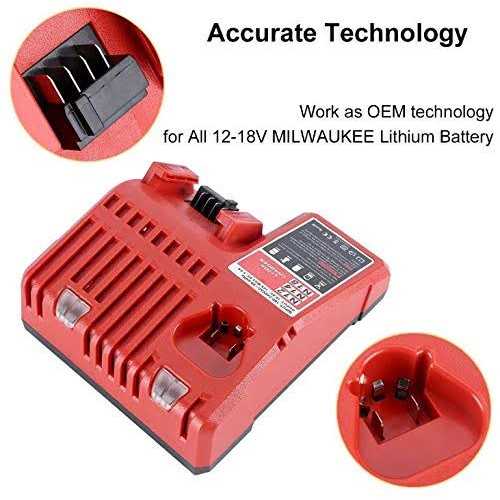 Epowon M18 & M12 Rapid Charger Replacement for Milwaukee 48-59-1812 12V&18V XC Lithium Ion Battery 48-11-1850 48-11-1840 48-11-1815 - Image 5