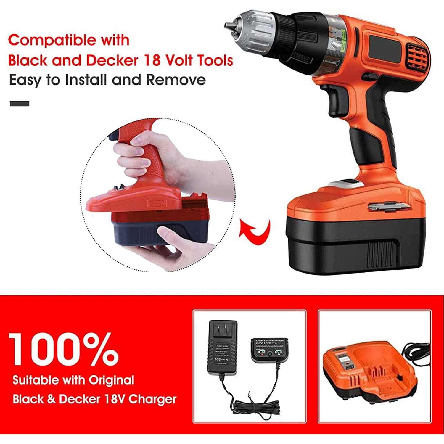 OHYES BAT 2 Packs 18V 1.5Ah Ni-CD Replacement Battery for Black&Decker Cordless Tools 244760-00 A18 Hpb18 - Image 5