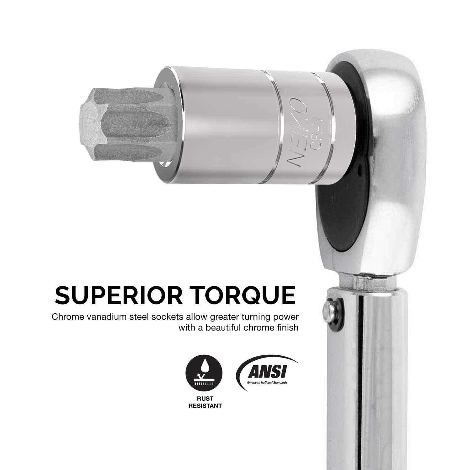 Neiko 10083A Master Torx Bit Socket and External Torx Socket Set, S2 and CrV Steel - Image 3