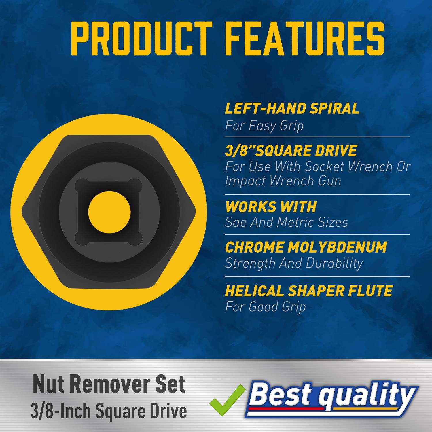 Amartisan Impact Bolt Extractor Tool 13PC Bolt Nut Removal Extractor Socket Tool Set - Image 5