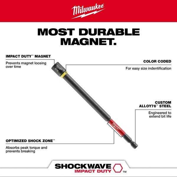 Milwaukee SHOCKWAVE Impact Duty 1/4 x 6 Magnetic Nut Driver 49-66-4682 - Image 5