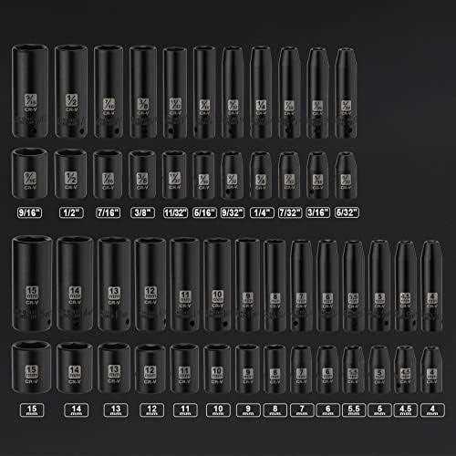 EMENTOL 50pcs 1/4 Drive Deep and Shallow Impact Socket Set - Image 3