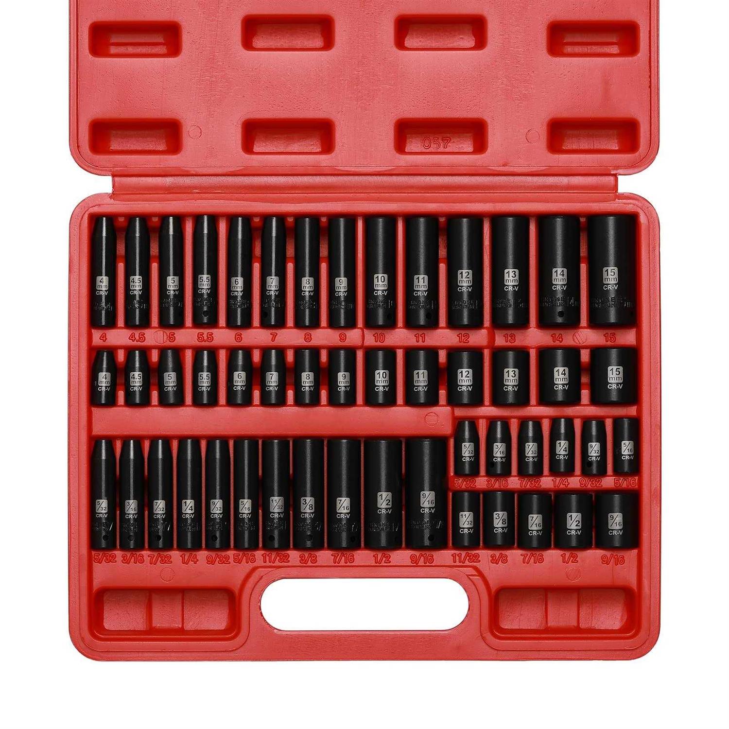 EMENTOL 50pcs 1/4 Drive Deep and Shallow Impact Socket Set - Image 4