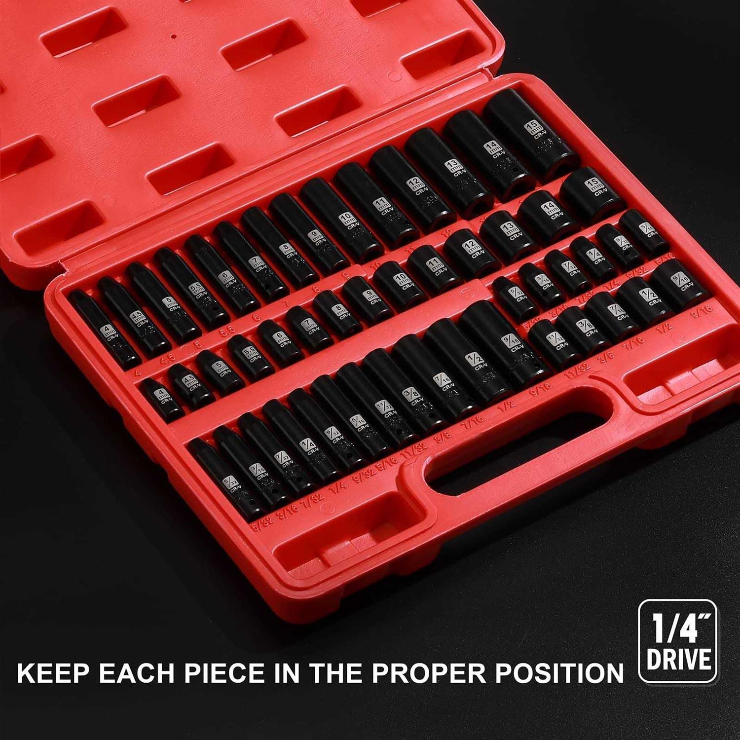 EMENTOL 50pcs 1/4 Drive Deep and Shallow Impact Socket Set - Image 5